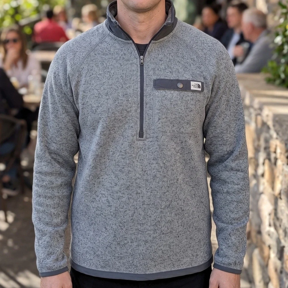 The North Face Gordon Lyons Quarter Zip Fleece Pullover Mens Heather Grey M